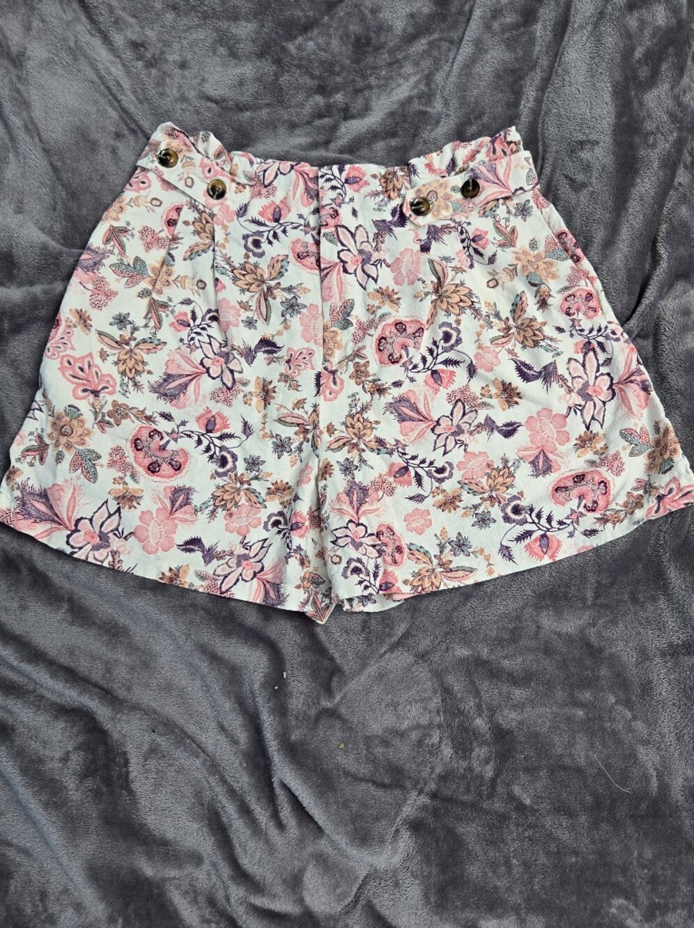 Who What Wear Pink Floral High-Waist Shorts